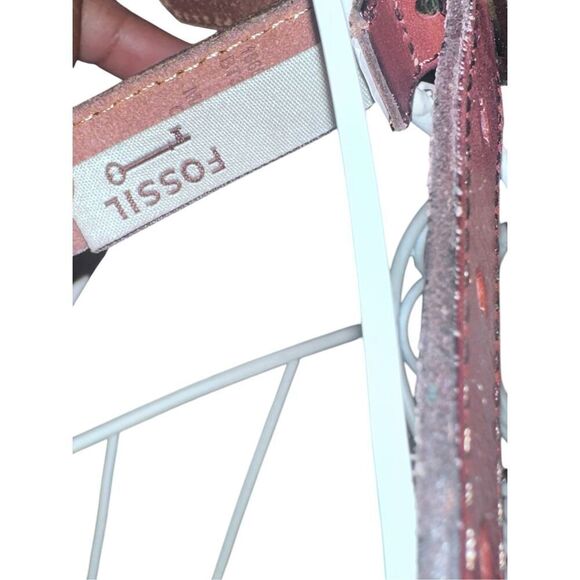 RARE Vintage Y2K Fossil Fossil Leather Patchwork Bohemian Hippie Belt Multi Colo - Picture 10 of 12